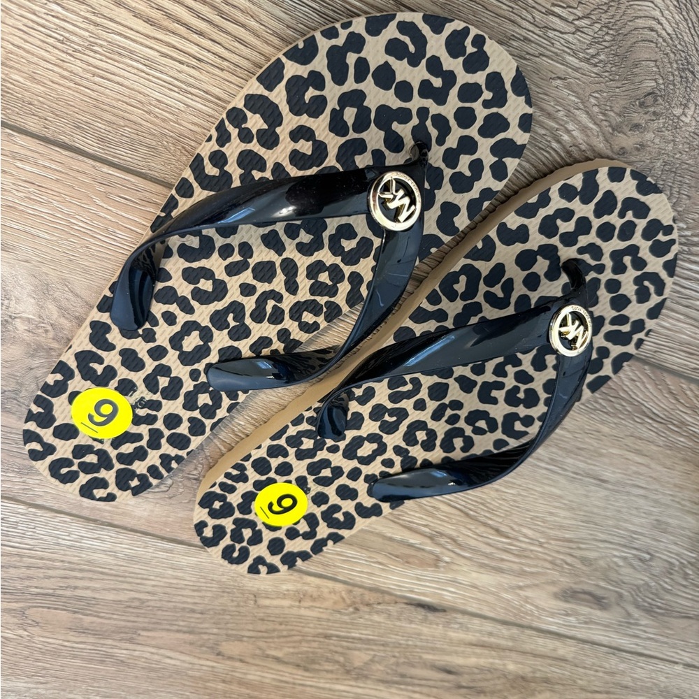 Michael Kors Leopard Print Flip Flops